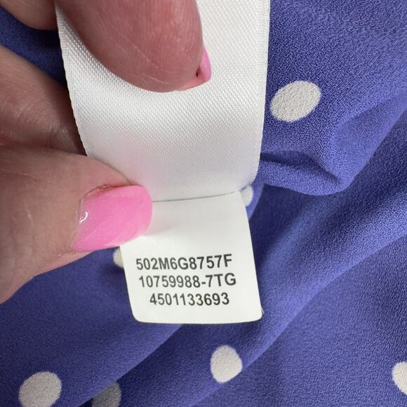 Anne Klein Women's Polka Dot Chiffon Button-Up Blouse Purple Size M - Picture 9 of 13
